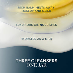 Hands massage the balm to lift makeup and impurities
