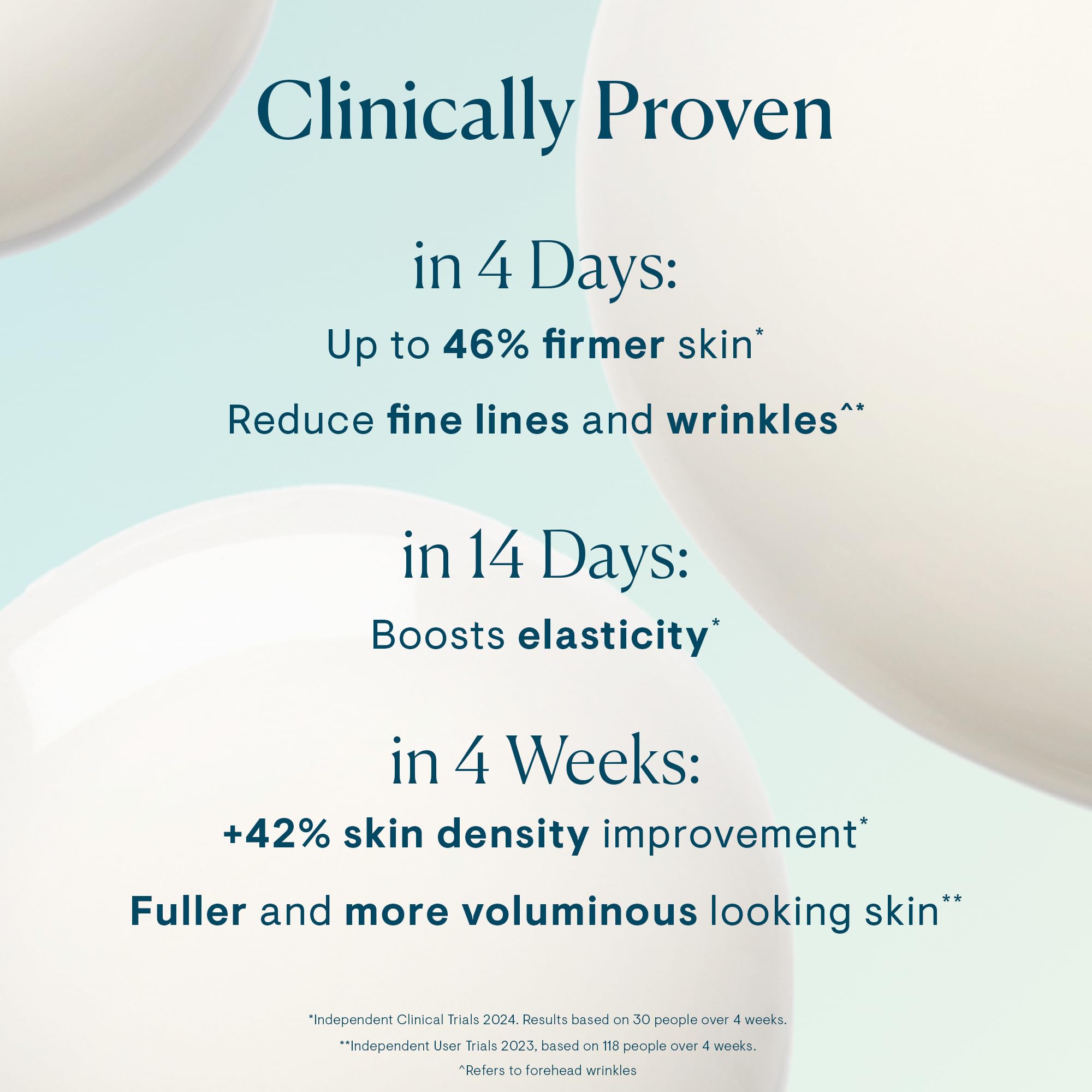 Elemis serum droplets on skin show hydration and firmness potential.