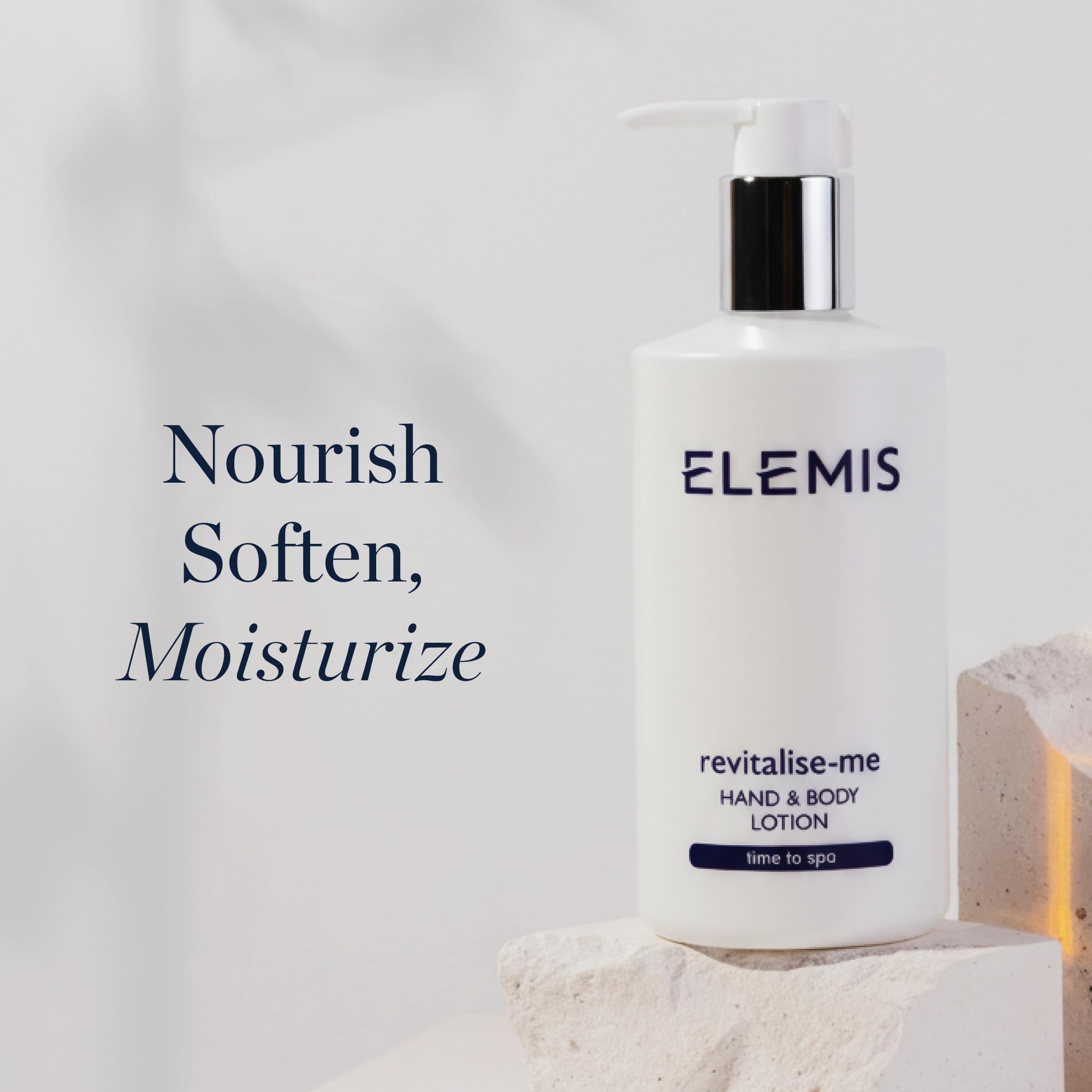 Elemis Revitalise-Me hand-body lotion creamy-texture close-up highlighting rich hydration.