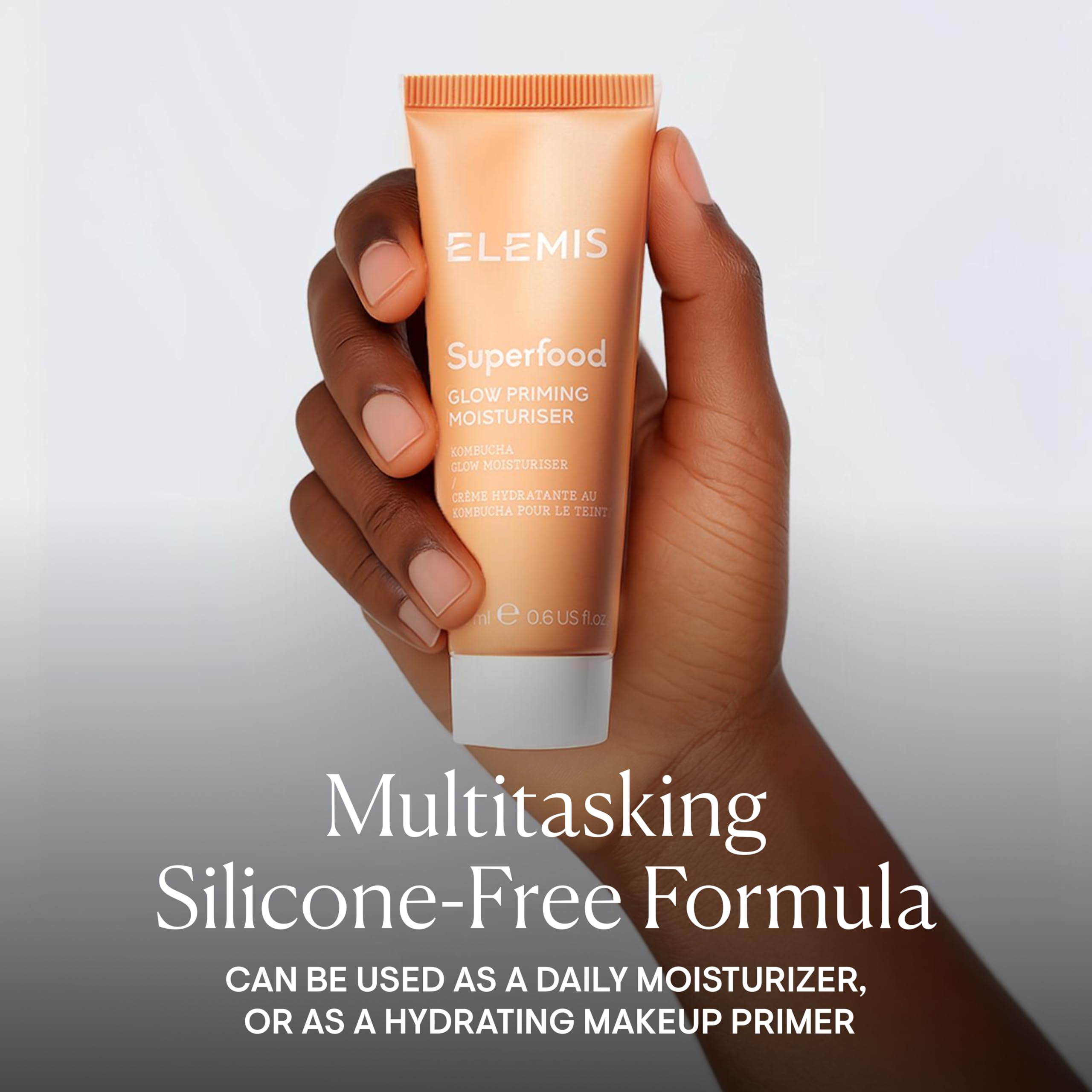 ELEMIS Glow Priming Moisturizer applied in upward facial strokes