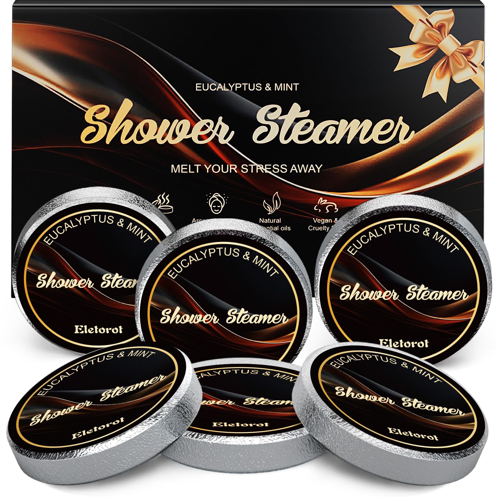 Eletorot valentines gift packaging with eucalyptus steamers for him