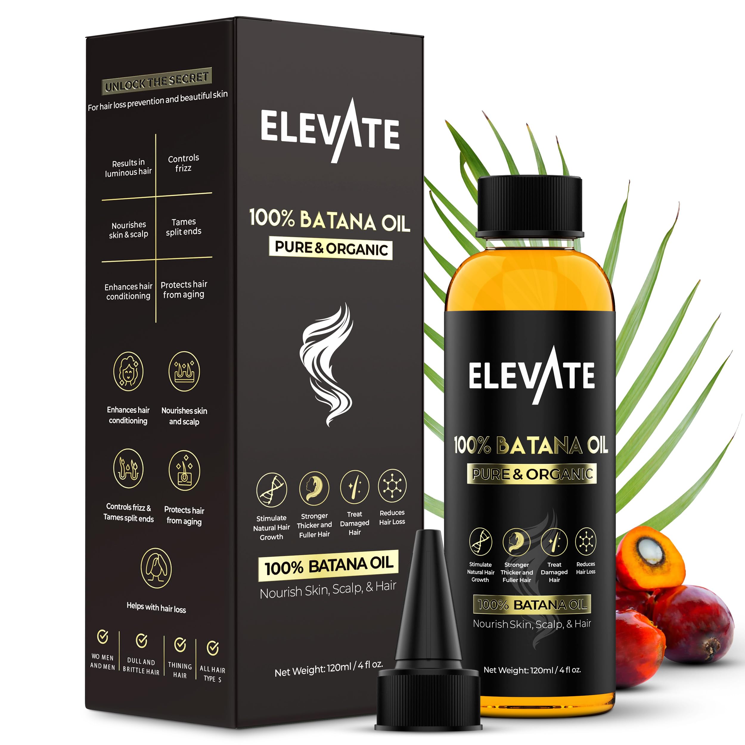 Elevate Batana Oil comes in a convenient 4oz bottle.