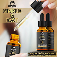Elevate Biotin Hair Growth Oil drops application—gentle scalp nourishment for growth-supporting routine.