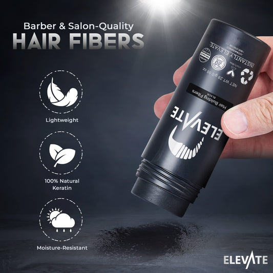 Shake-to-apply Elevate Hair Fibers delivers quick coverage on thinning areas.