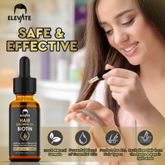 Elevate Hair Growth Oil packaging front—premium natural formula for stronger, resilient hair.
