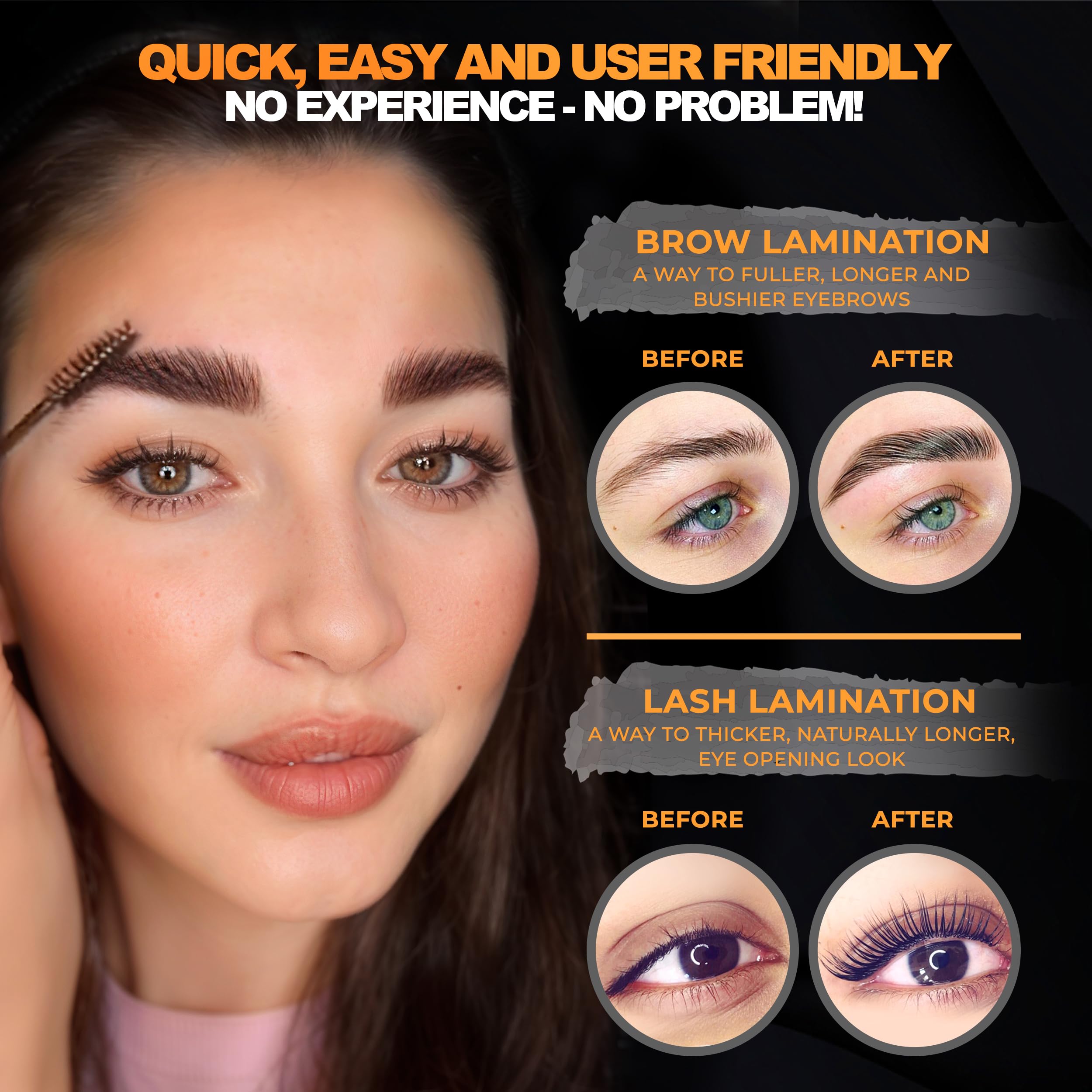 Elevate the Beauty lash lamination in-use reveals defined curled lashes