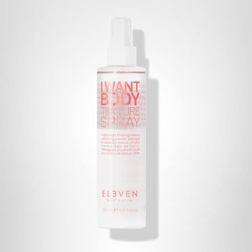 ELEVEN AUSTRALIA I Want Body Texture Spray packaging shows 6.8 oz size for on-the-go styling.