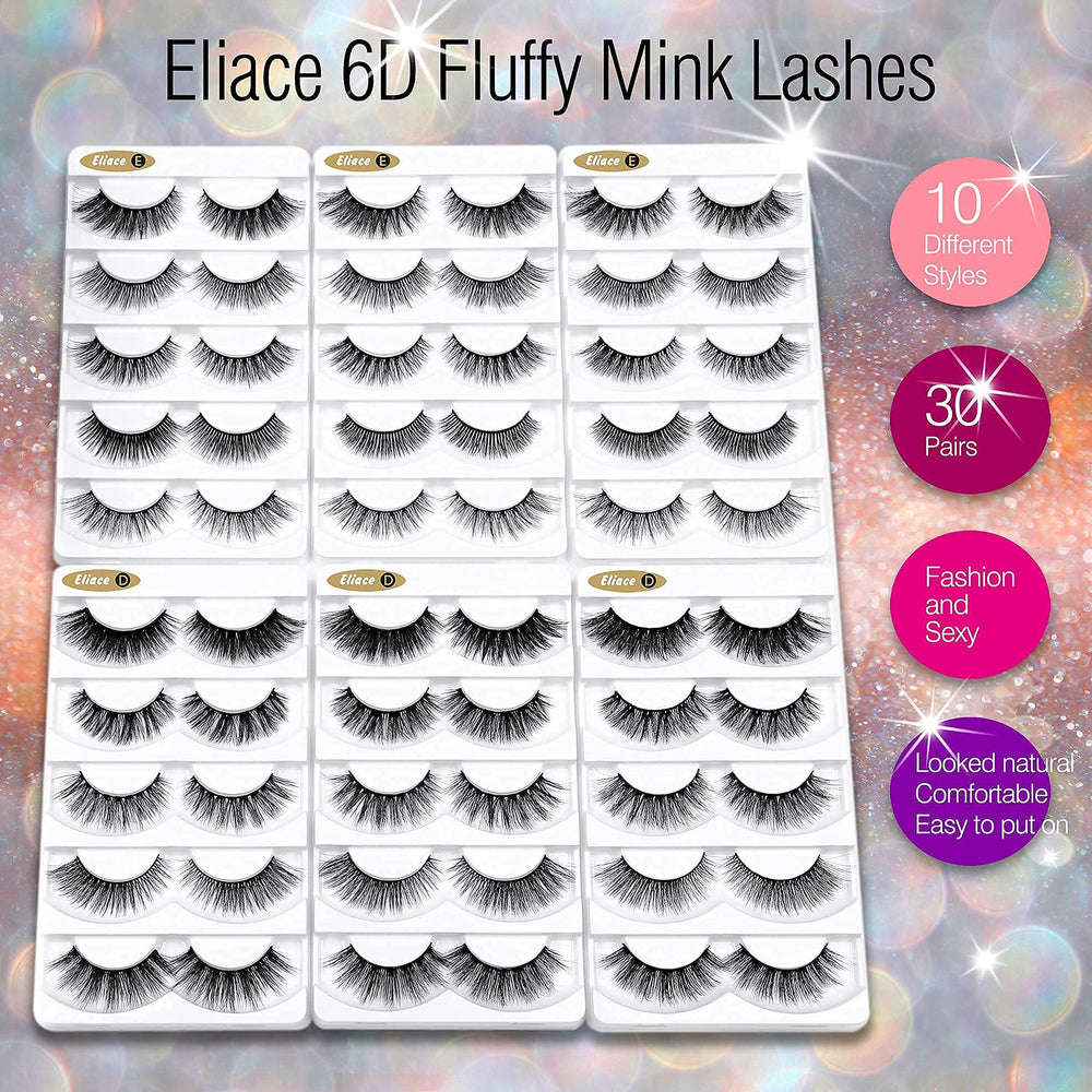 Eliace 30 pairs mink lashes pack for versatile styling options.