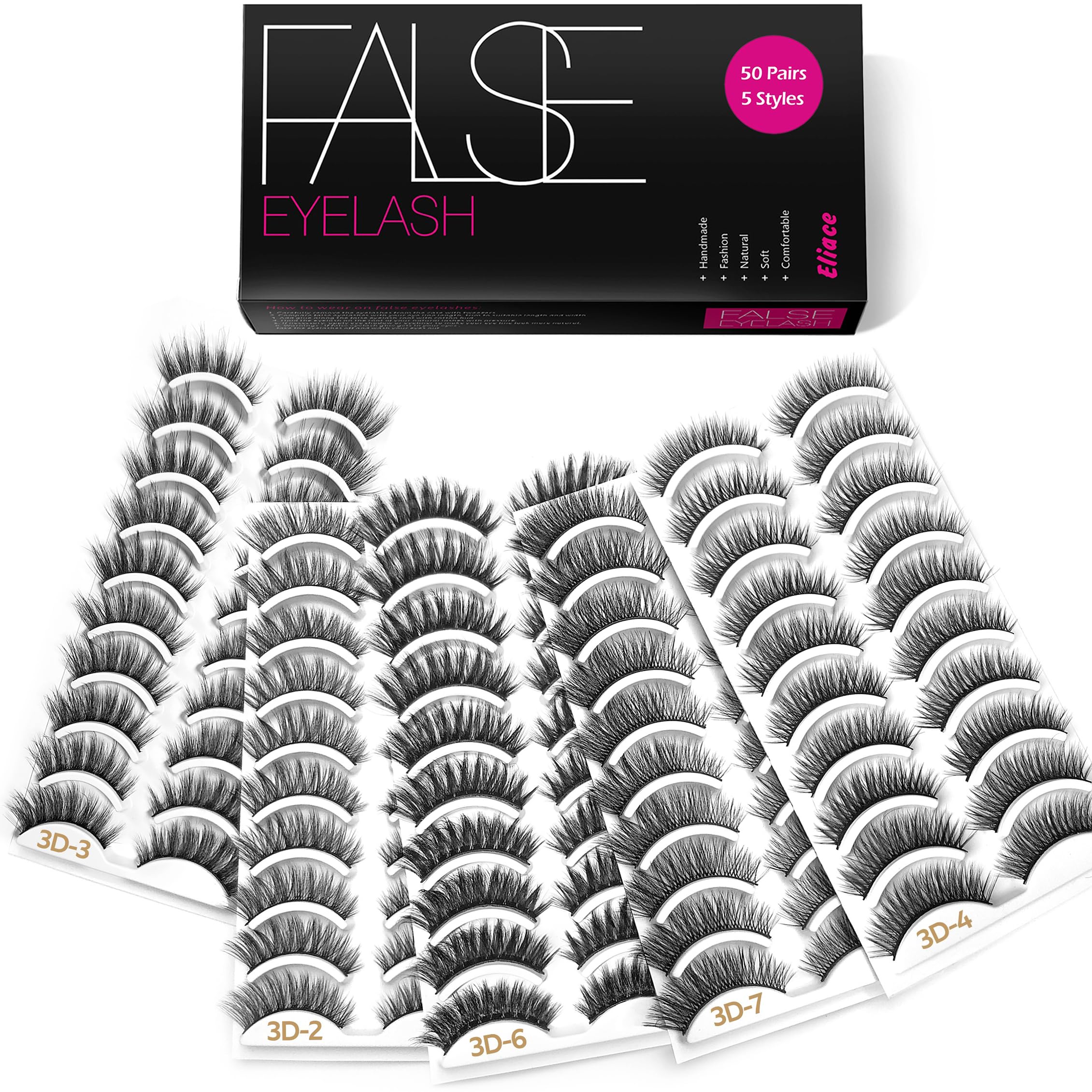 Eliace Eyelashes cat-eye style pack for defined eyes all day