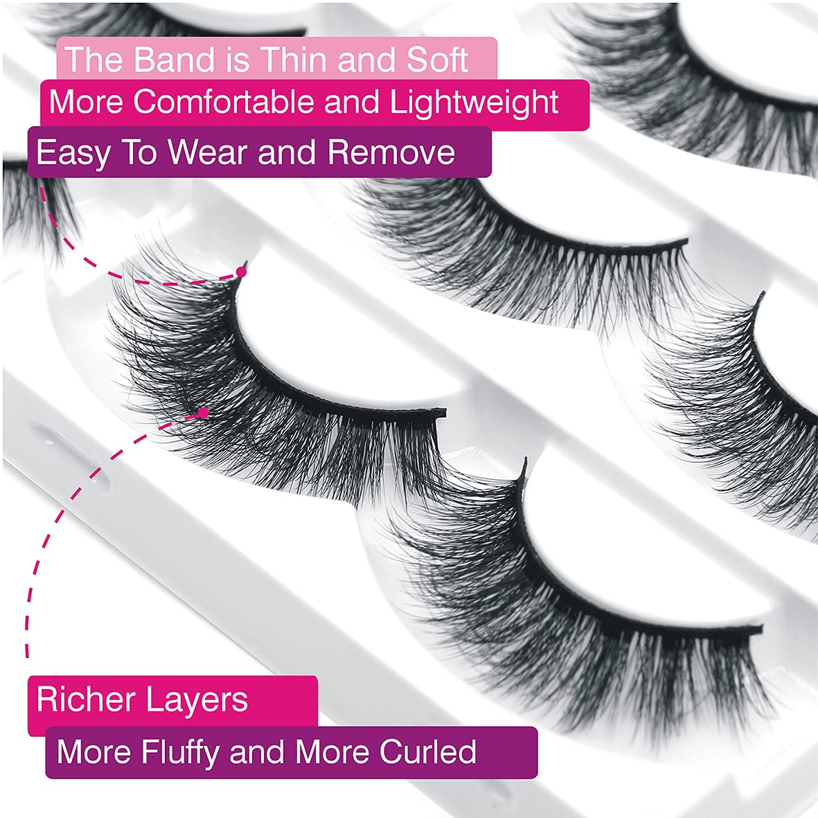 Eliace soft band lashes for easy application and gentle wear.