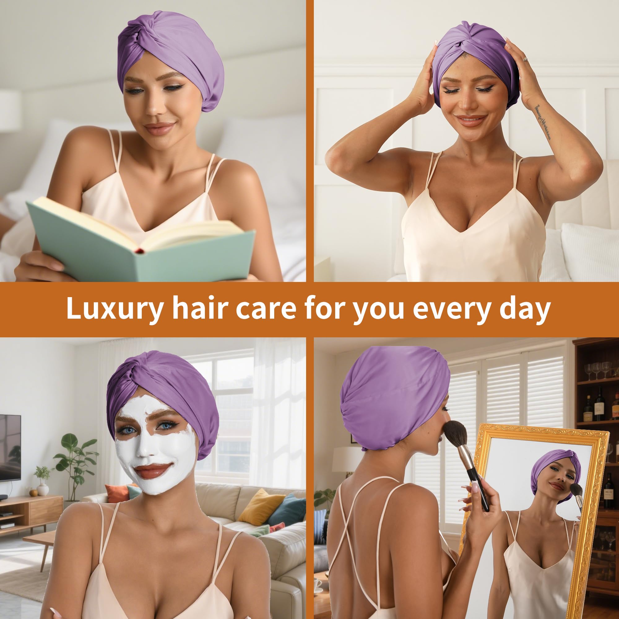ELIO breathable silk satin keeps scalp cool and minimizes overheating during sleep.