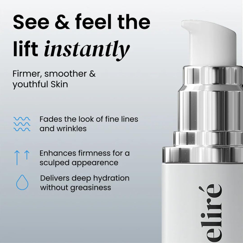 Eliré face application close-up demonstrates gentle tapping for instant absorption.