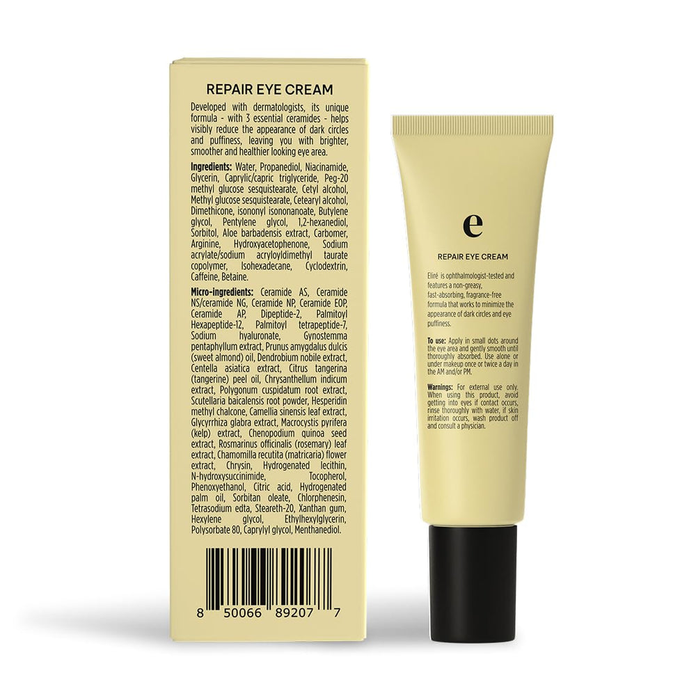 Eliré Korean Repair Eye Cream dermatologist-tested assurance for sensitive under-eye skin.