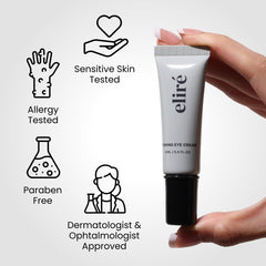 Silky lightweight texture absorbs quickly under makeup with Eliré eye cream.