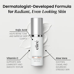 Close-up of Eliré serum on skin hints at even tone and refreshed texture