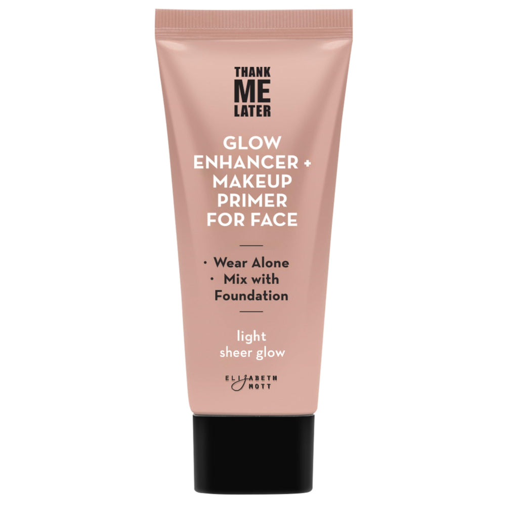 Elizabeth Mott Thank Me Later glow pearls on cheek for subtle radiance.