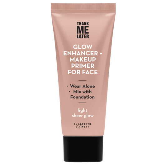 Elizabeth Mott Thank Me Later glow pearls on cheek for subtle radiance.