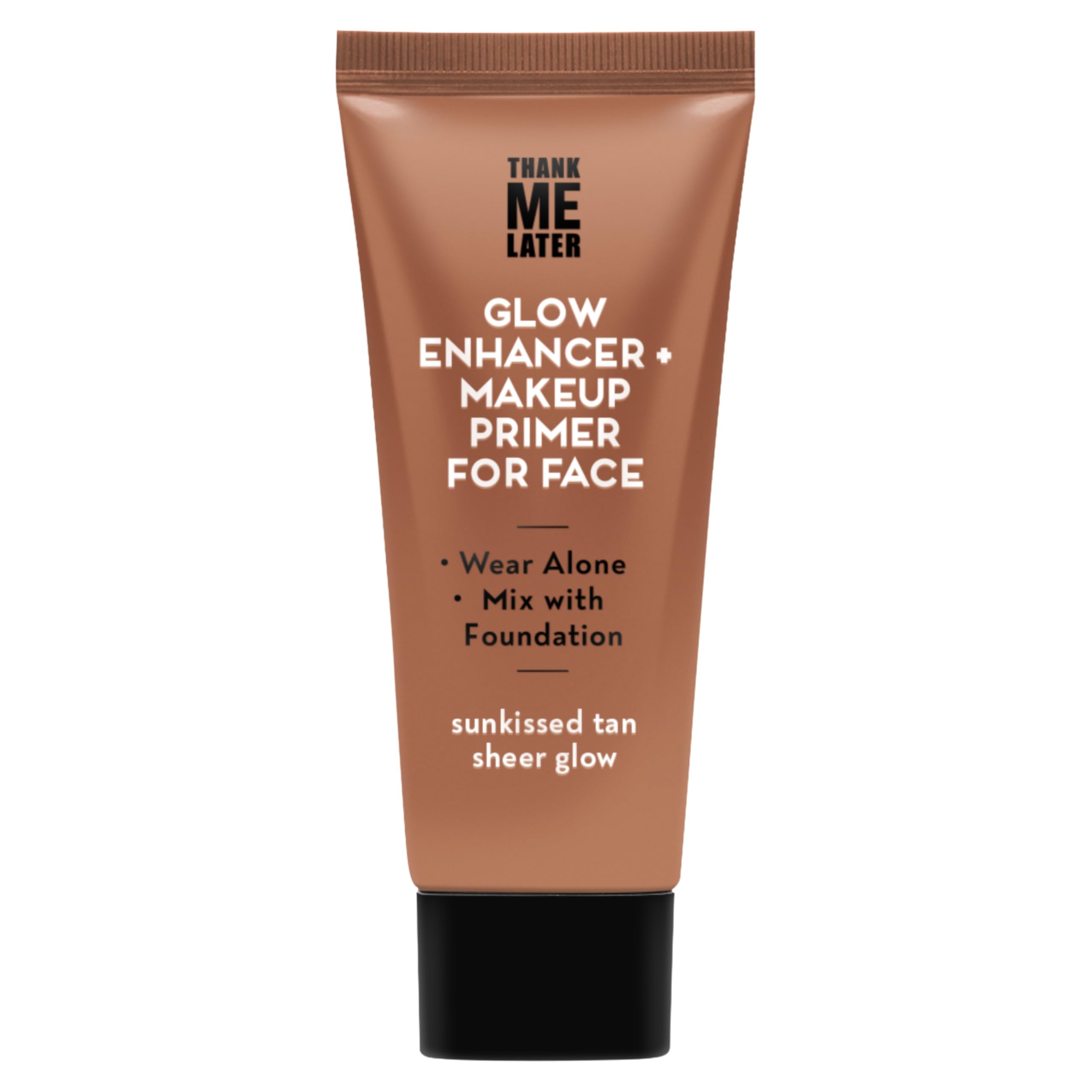 Elizabeth Mott Thank Me Later Glow Primer bottle for a luminous makeup base.