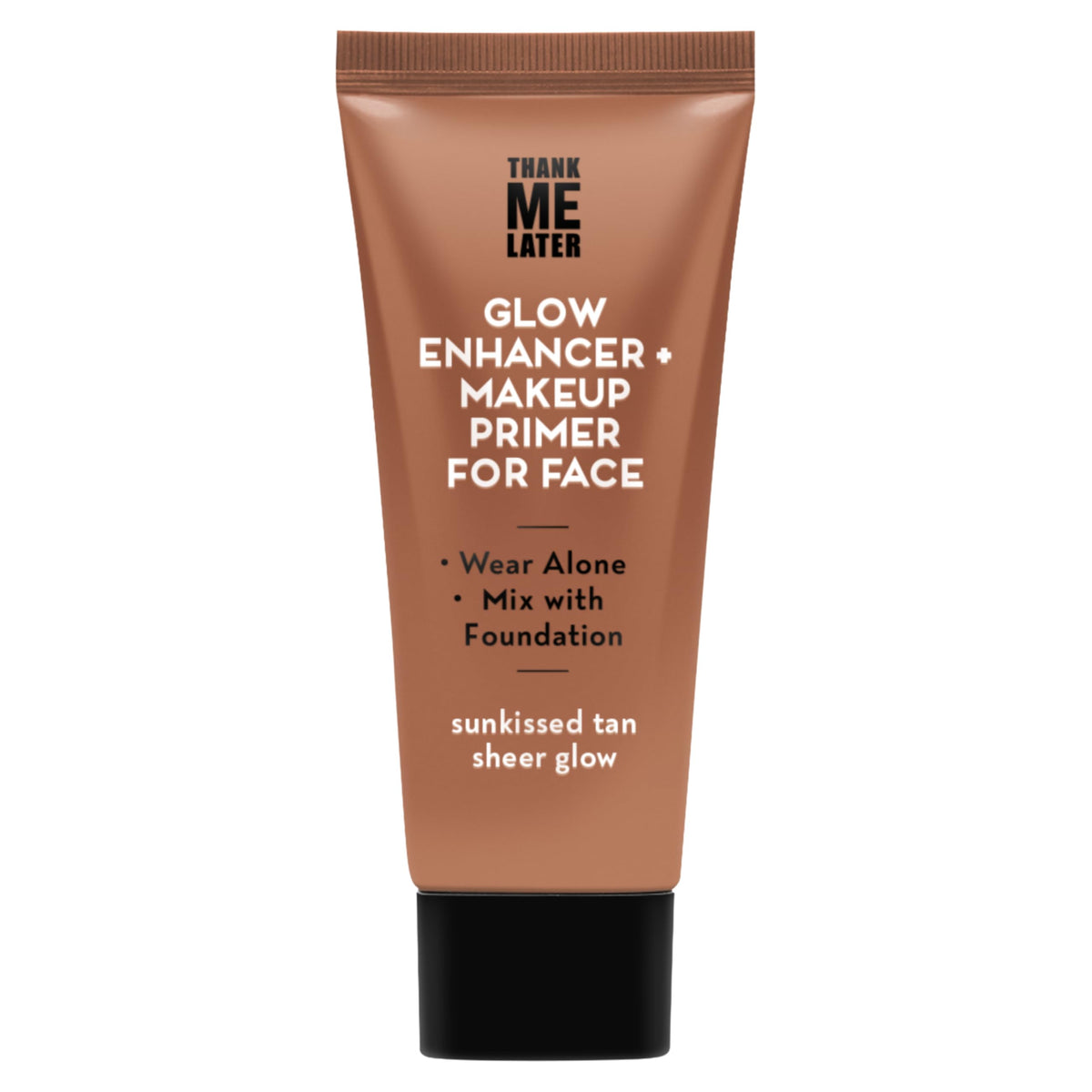Elizabeth Mott Thank Me Later Glow Primer bottle for a luminous makeup base.