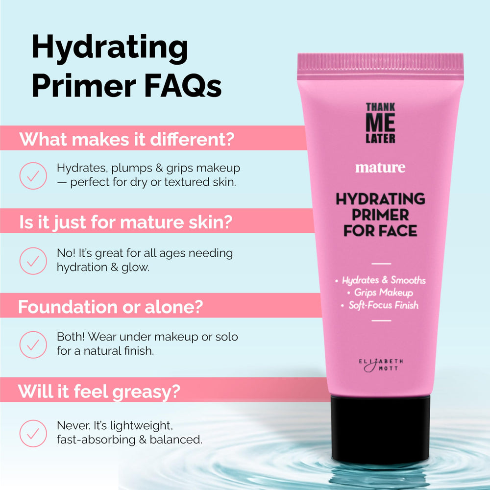 Makeup grip with Elizabeth Mott Thank Me Later Hydrating Primer keeps makeup in place