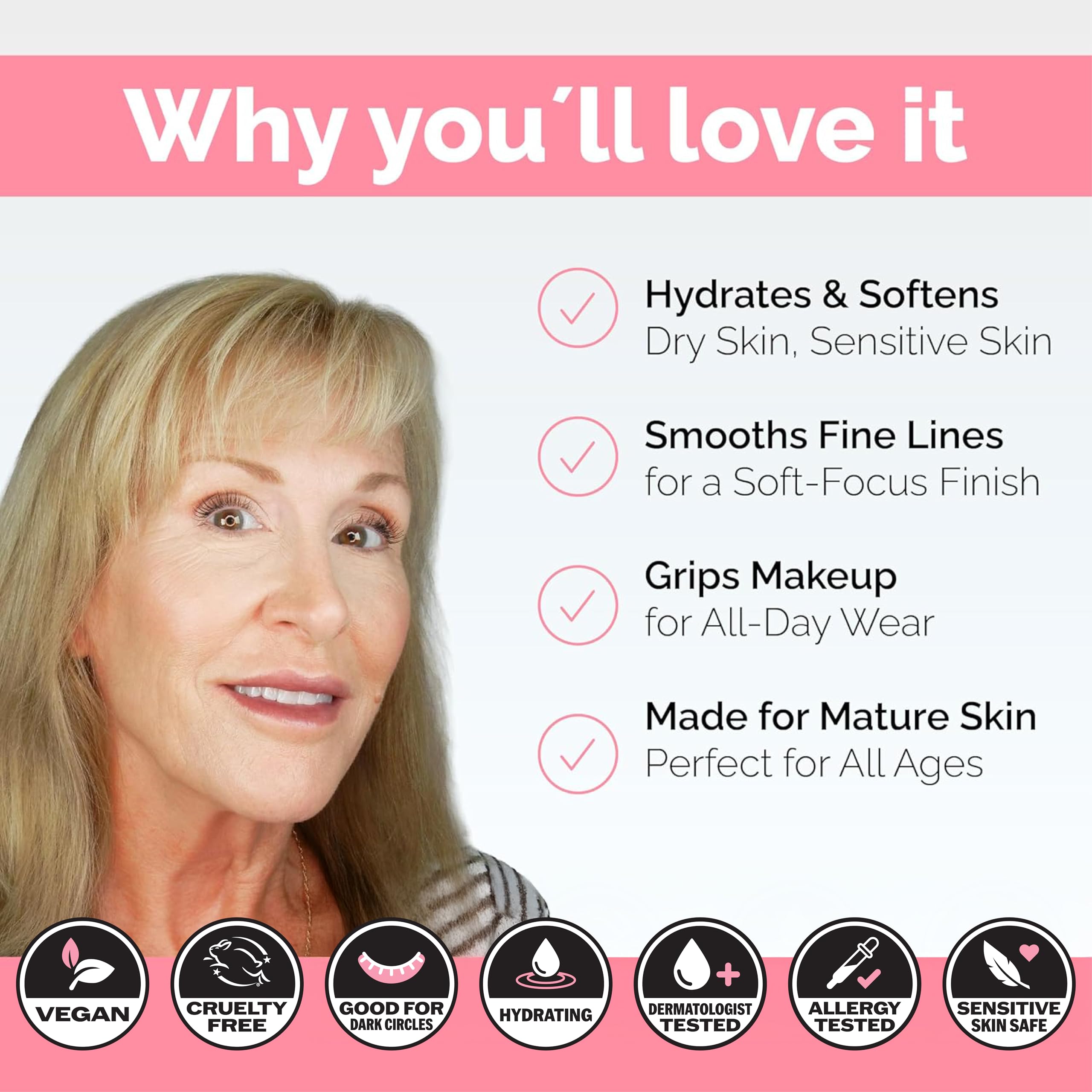 Porcelain skin after applying Elizabeth Mott Thank Me Later Hydrating Primer with soft blur