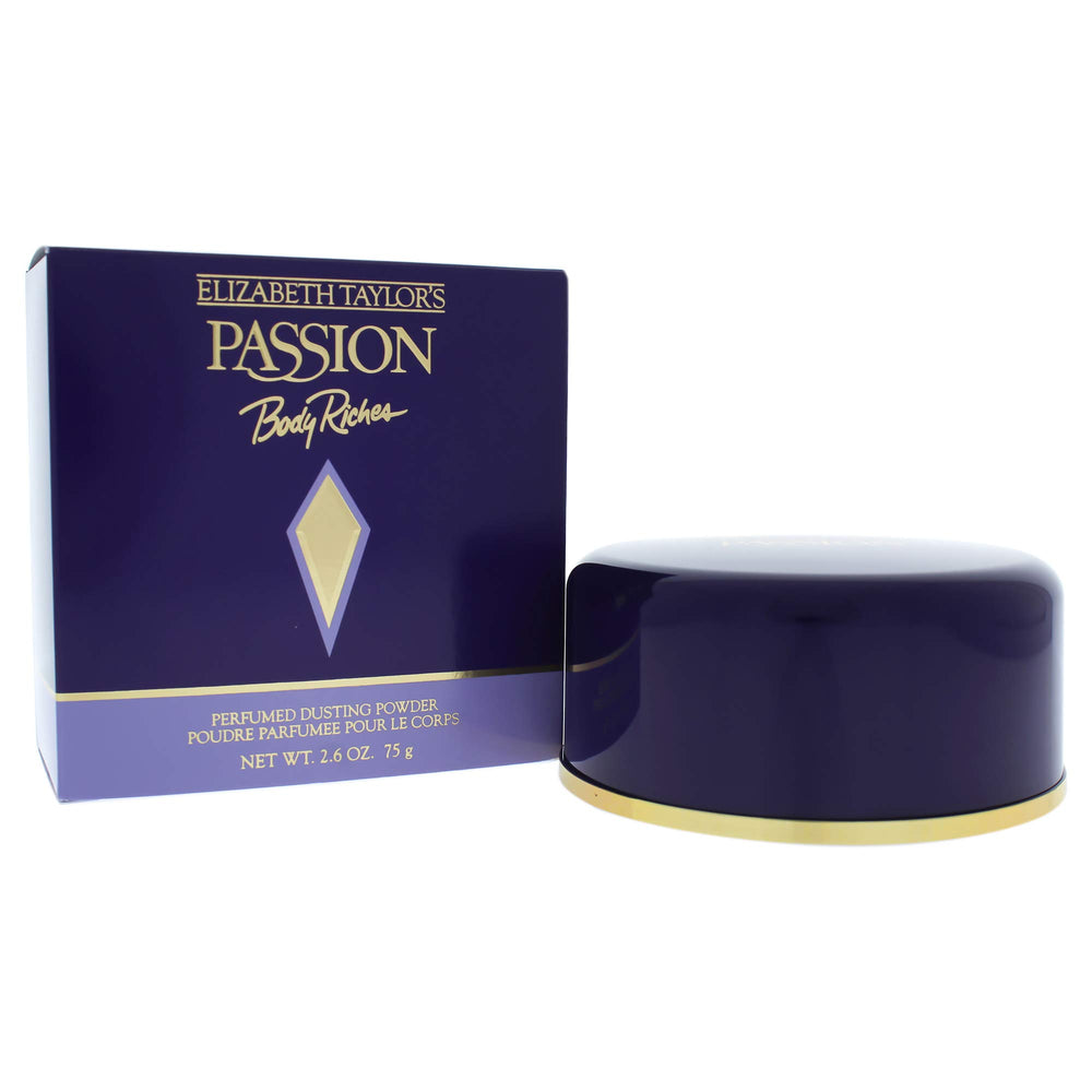 Elizabeth Taylor Passion dusting powder in jar with silky texture