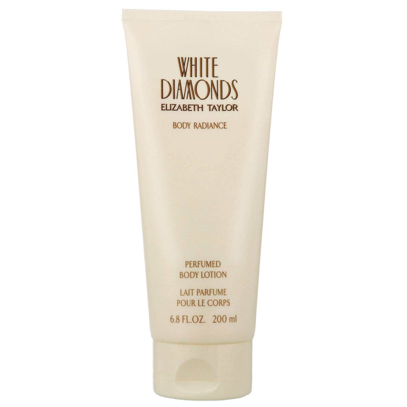 Elizabeth Taylor White Diamonds body lotion bottle for daily hydration and a subtle fragrance.