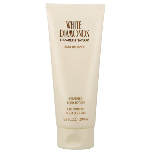 Elizabeth Taylor White Diamonds body lotion bottle for daily hydration and a subtle fragrance.