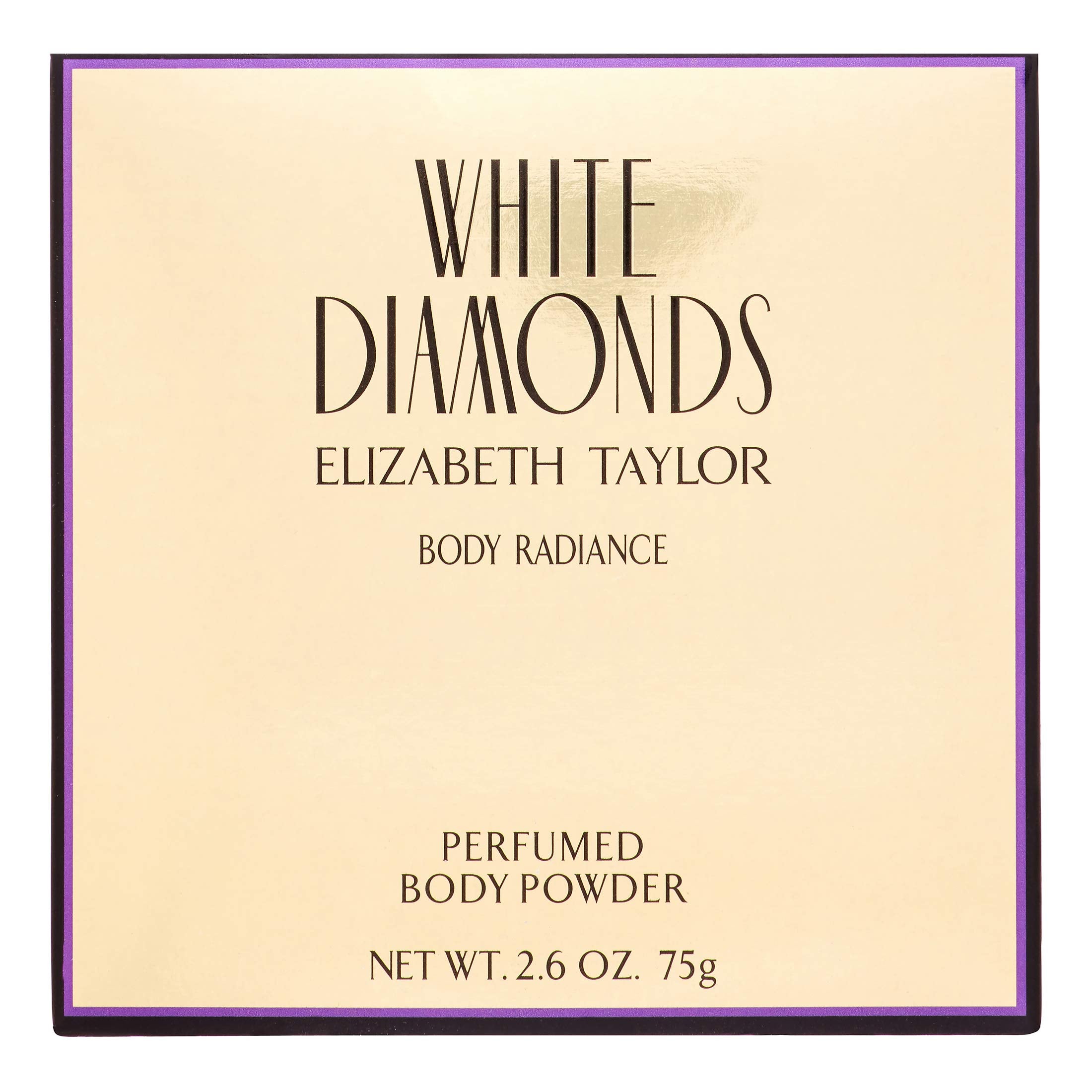 Elizabeth Taylor White Diamonds Body Radiance powder image shows a scented body powder for subtle shine and fragrance.
