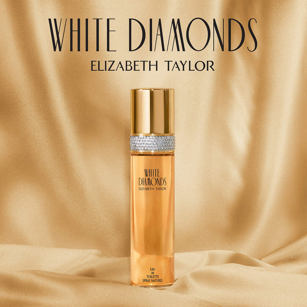 Elizabeth Taylor White Diamonds notes closeup, showcasing aldehydes, neroli, and orris warmth.