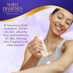 Elizabeth Taylor White Diamonds perfumed body lotion adds moisture with a subtle scent.
