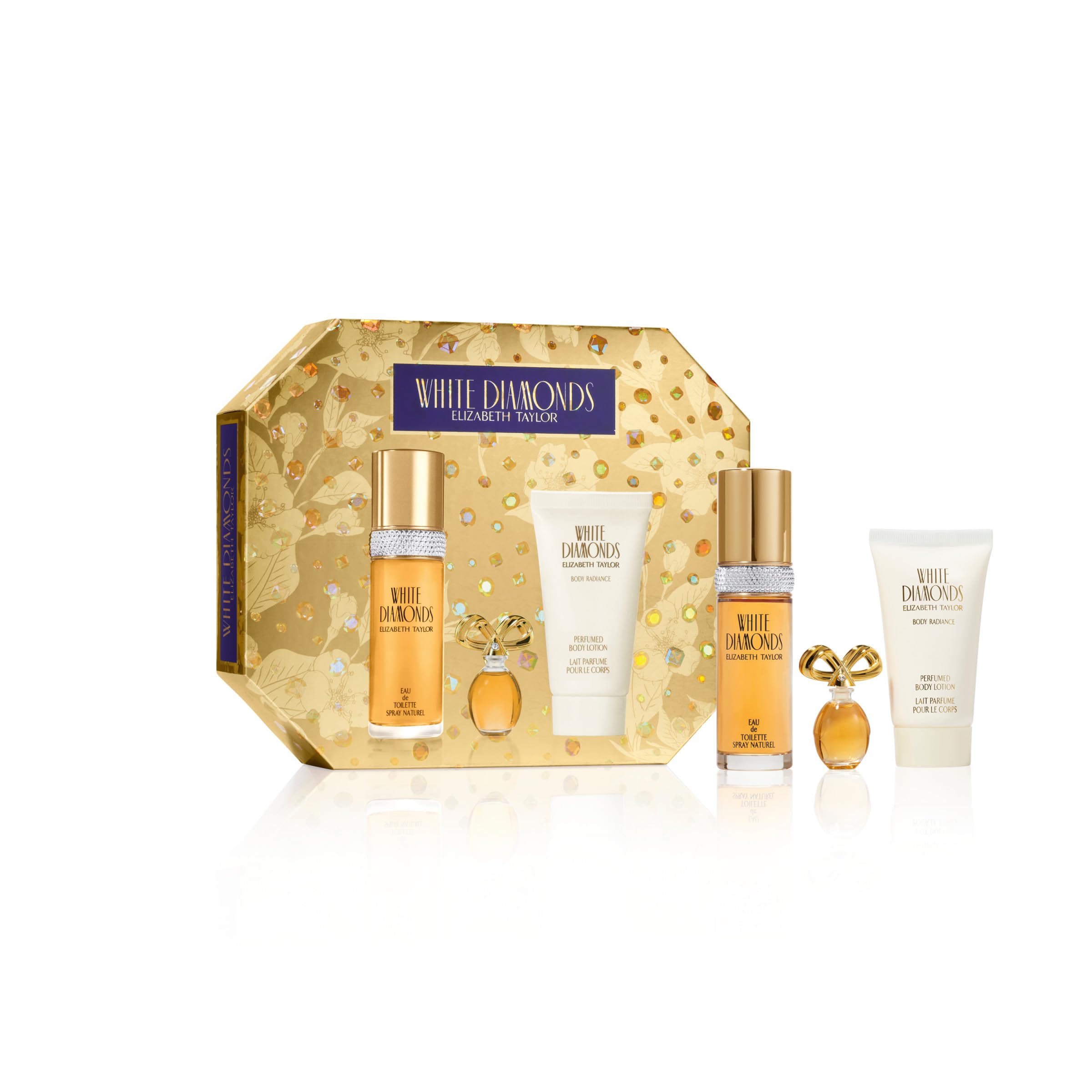 Elizabeth Taylor White Diamonds set layout shows a premium gift-ready collection.
