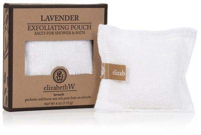 Elizabeth W lavender exfoliating pouch for refreshing, gentle exfoliation in the shower