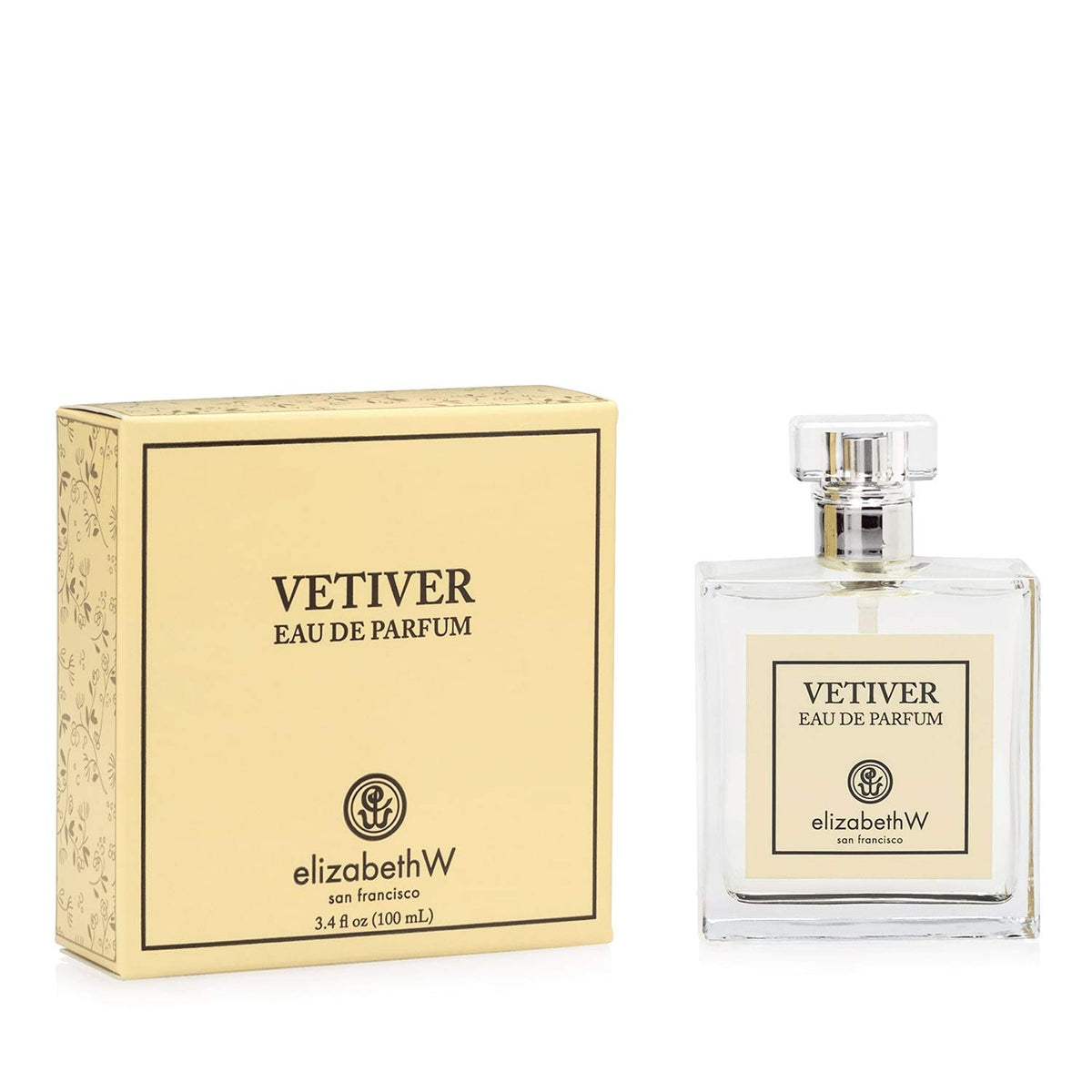Elizabeth W Vetiver EDP bottle — earthy, refined fragrance for day-to-night wear