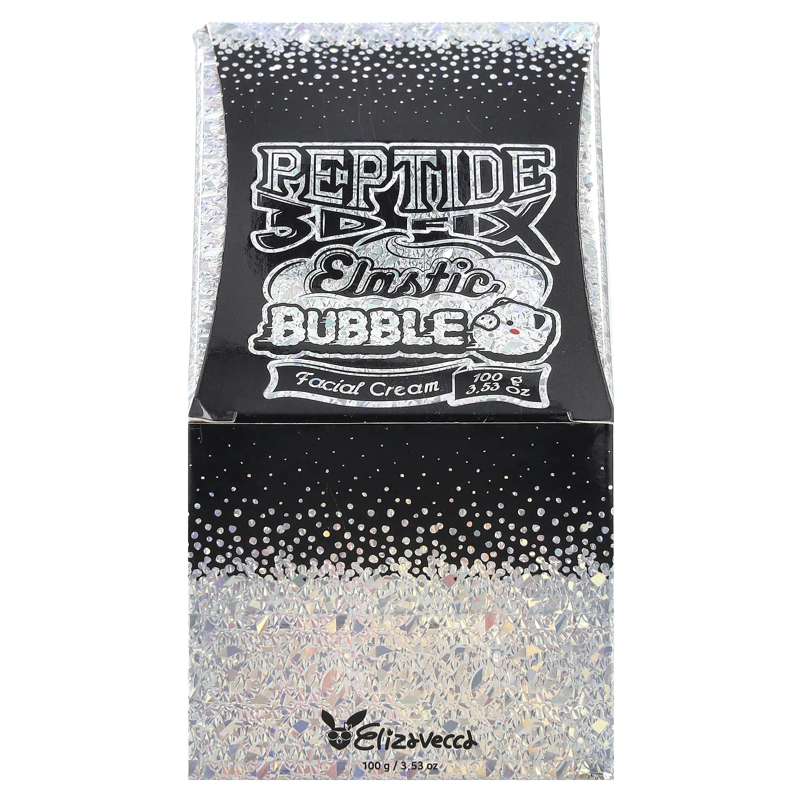 Elizavecca 3D Peptide Elastic Water Bubble Cream bottle closeup shows controlled dispensing.
