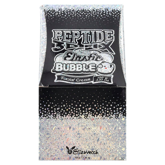Elizavecca 3D Peptide Elastic Water Bubble Cream bottle closeup shows controlled dispensing.