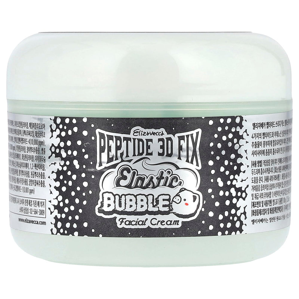 Elizavecca 3D Peptide Elastic Water Bubble Cream packaging, premium and skin-friendly.