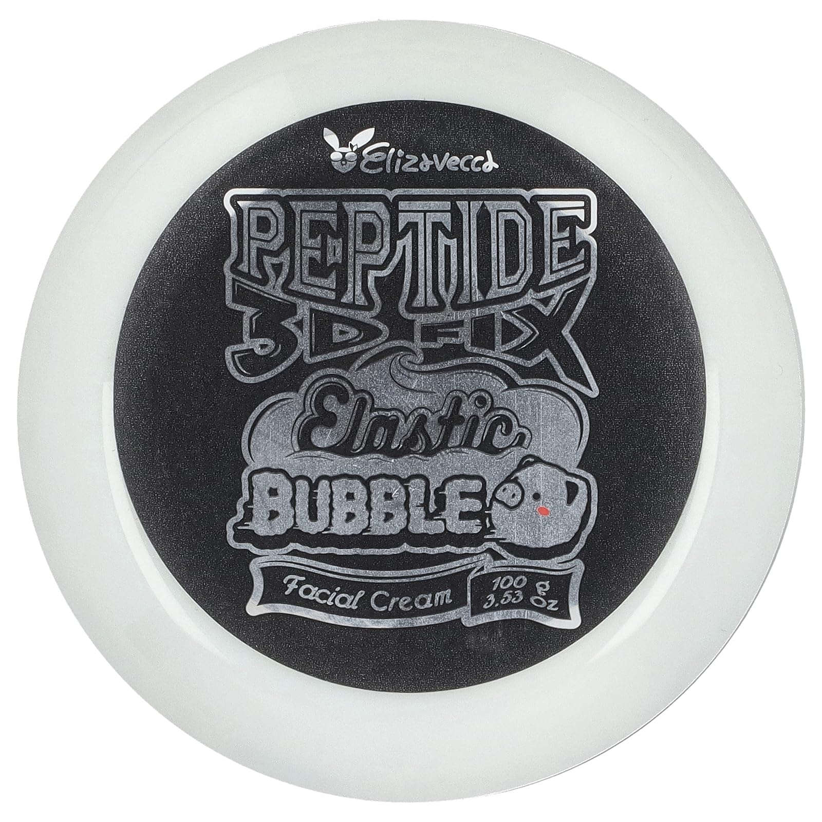Elizavecca 3D Peptide Elastic Water Bubble Cream texture closeup conveys creamy, moisturizing feel.