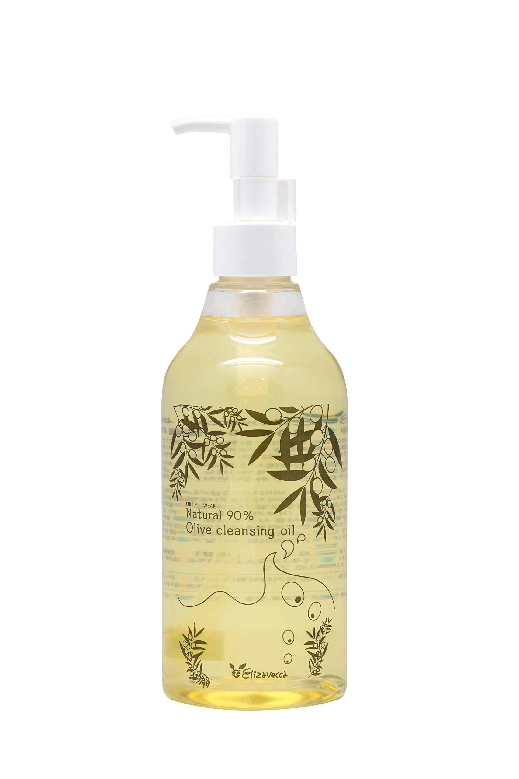 Elizavecca Natural 90% Olive Cleansing Oil bottle, gentle makeup removal option.