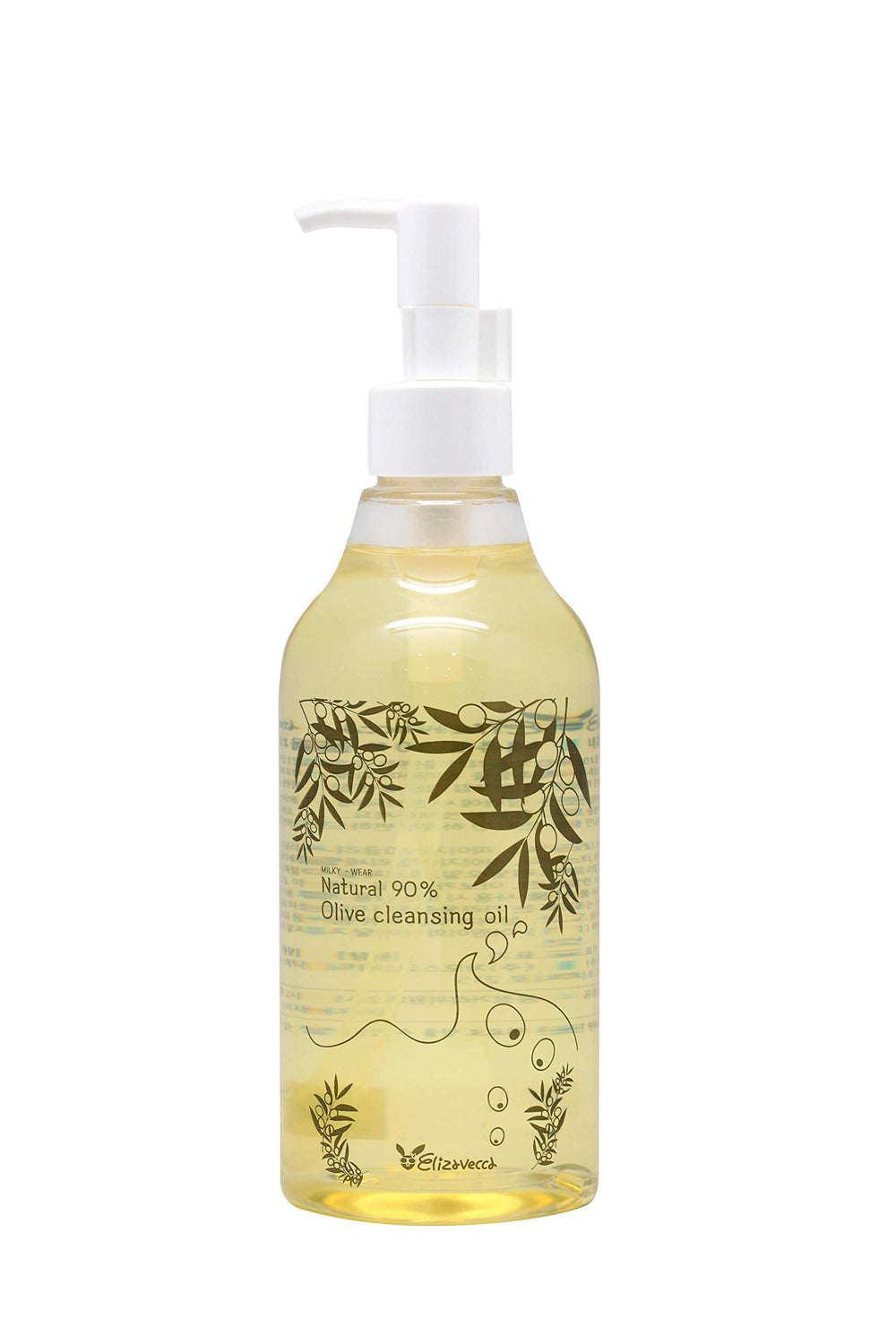Elizavecca Natural 90% Olive Cleansing Oil bottle, gentle makeup removal option.