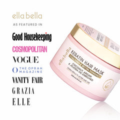 ELLA BELLA Keratin Hair Mask targets dry hair for repair and softness.