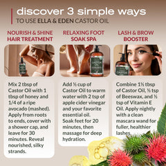 Ella & Eden Castor Oil applied to hair for hydration and shine.