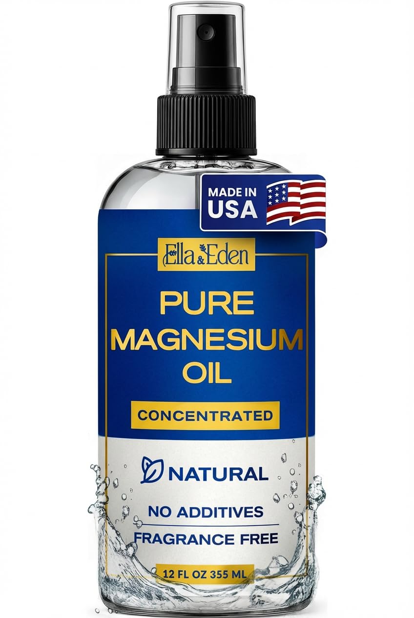 Ella and Eden magnesium oil spray bottle for pure, additive-free topical support.