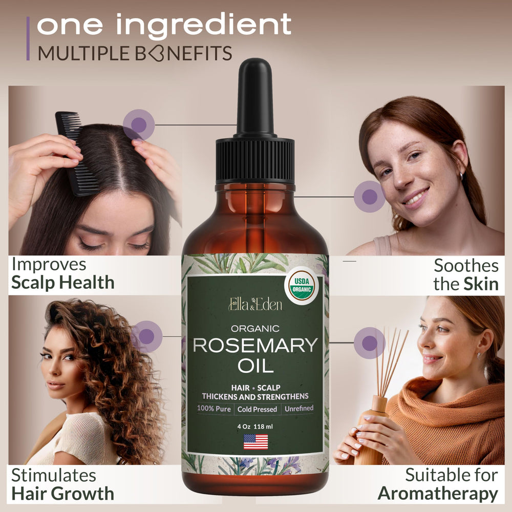 Steam-distilled rosemary oil label indicating purity and quality
