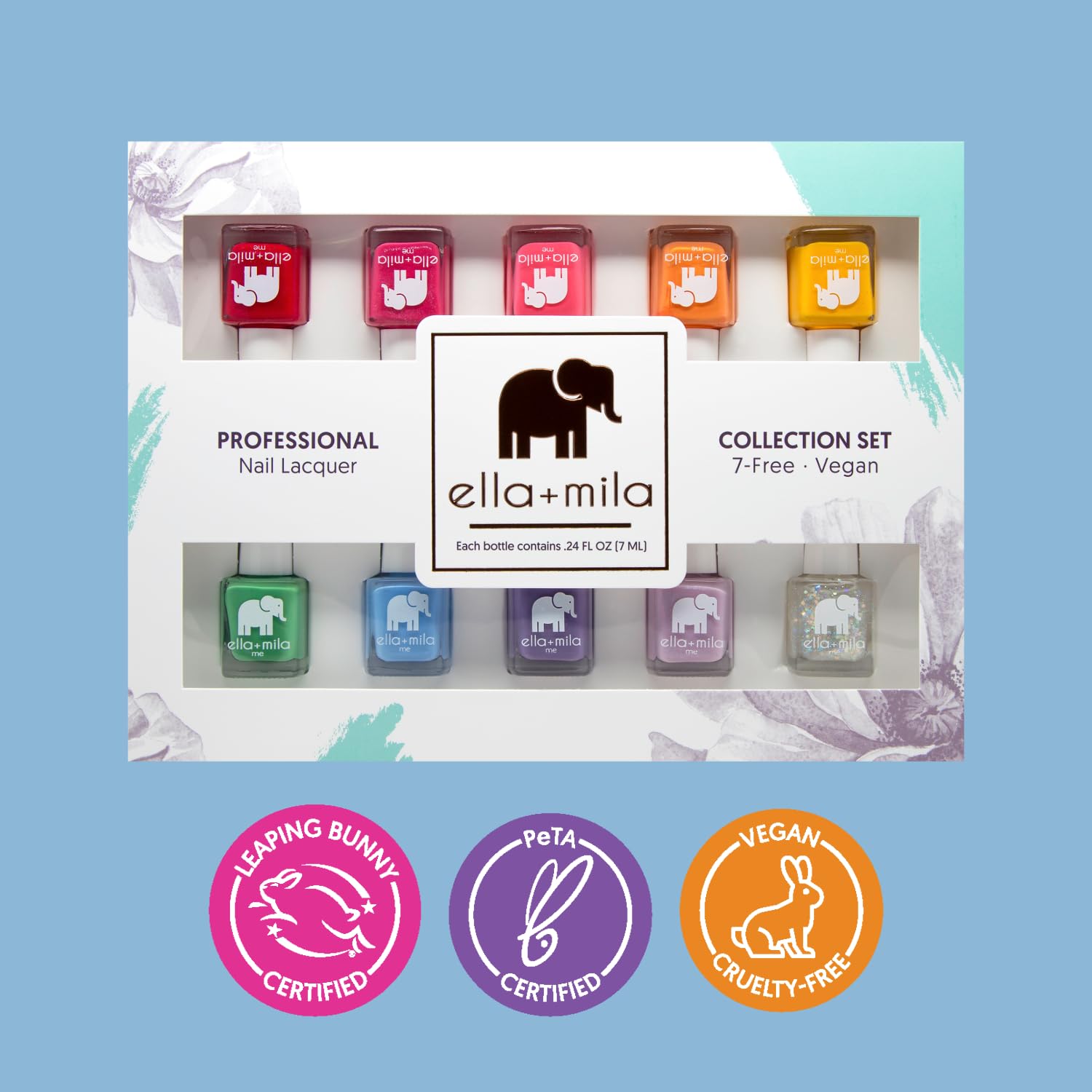 ella-mila 17-free non-toxic formula highlighted for safe, healthy-looking nails.