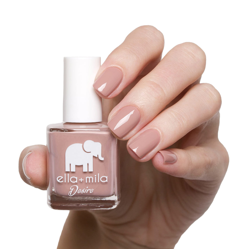 ella+mila Desert Suede drying scene showcases fast-dry formula saving time.