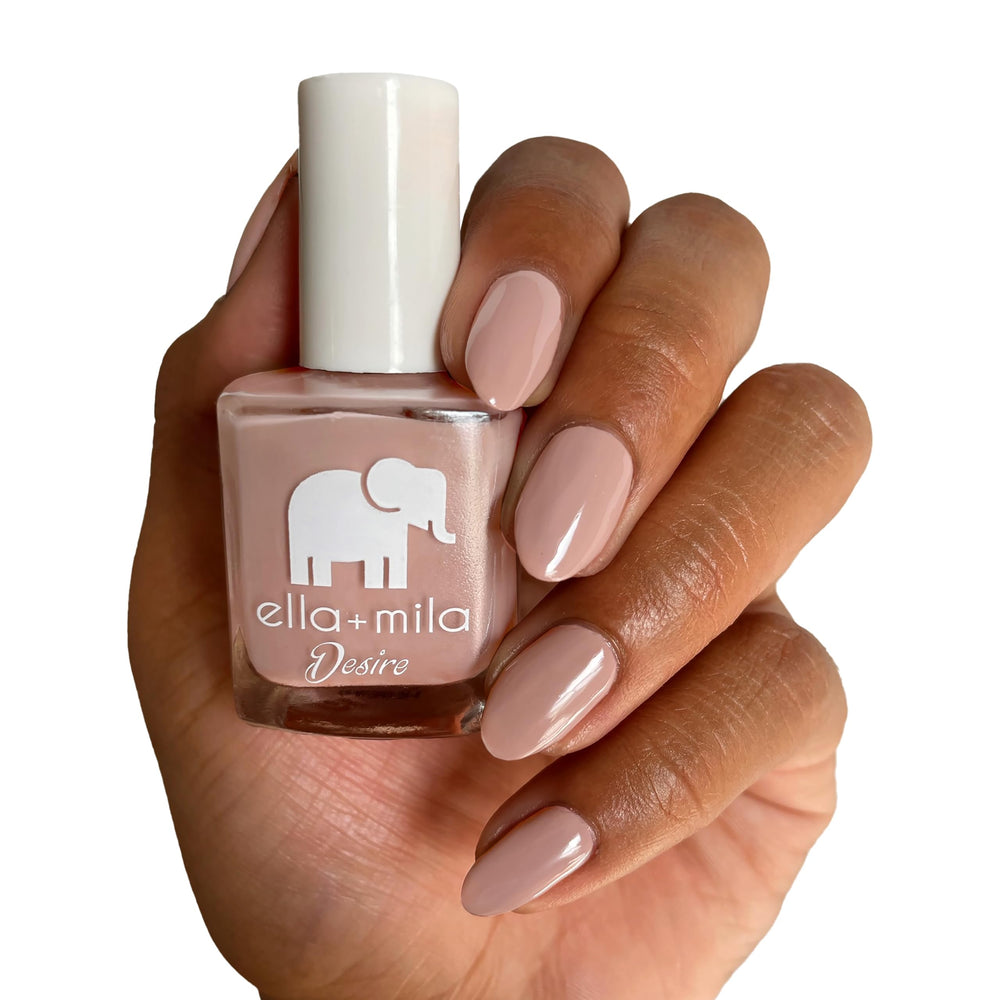 ella+mila Desert Suede top coat image emphasizes chip resistance and durability.