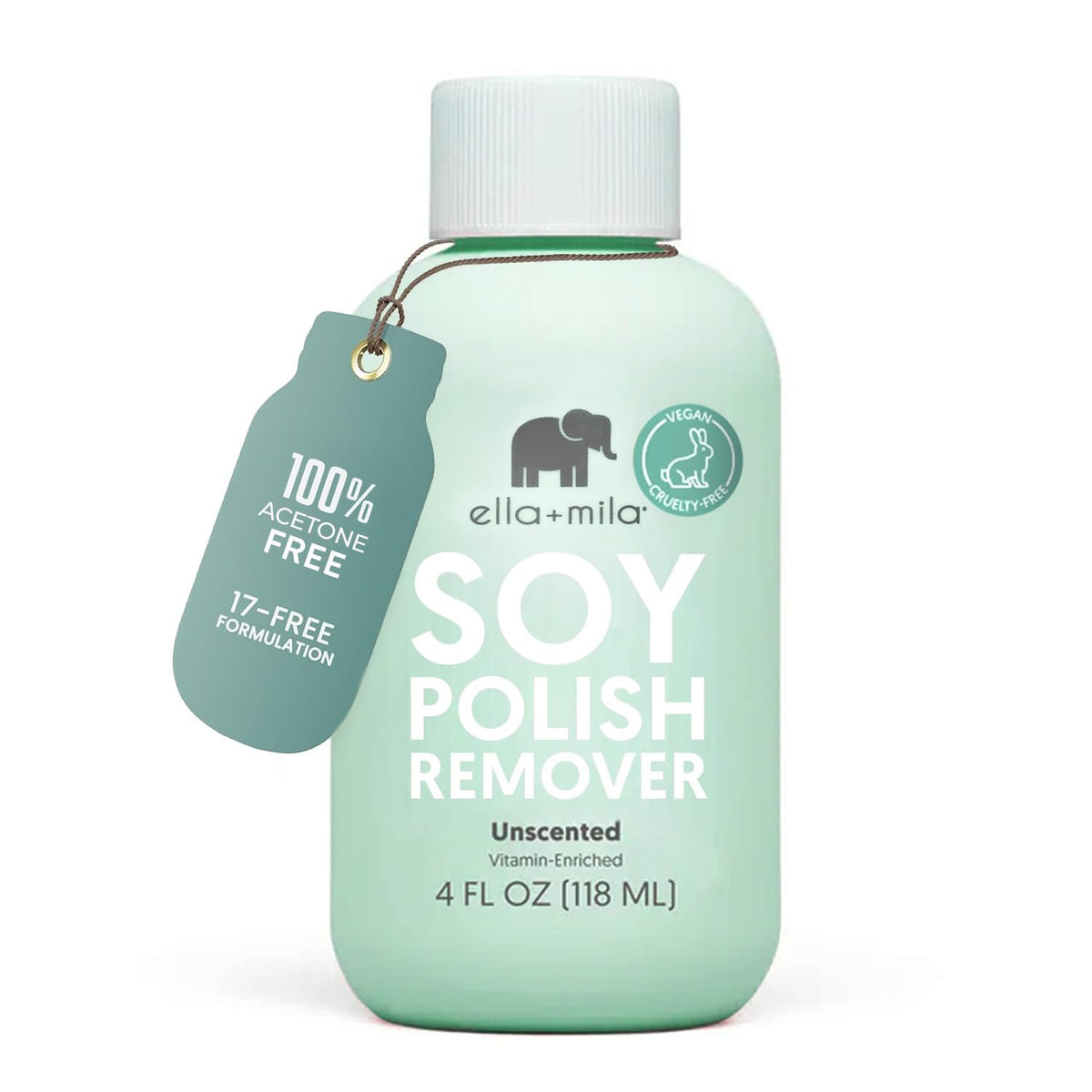 ella+mila soy nail polish remover bottle for gentle, non-toxic nail care.