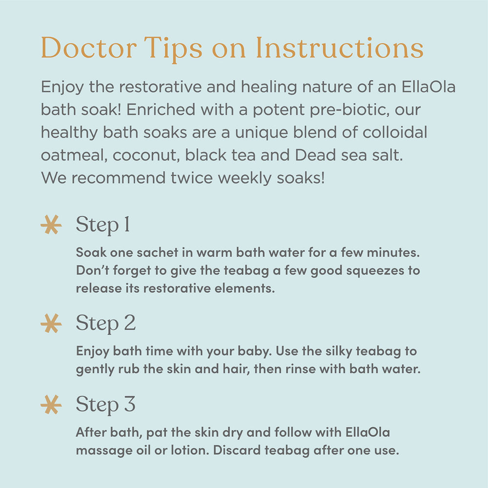 EllaOLA bath tea in use suggests a soothing routine for babies and kids