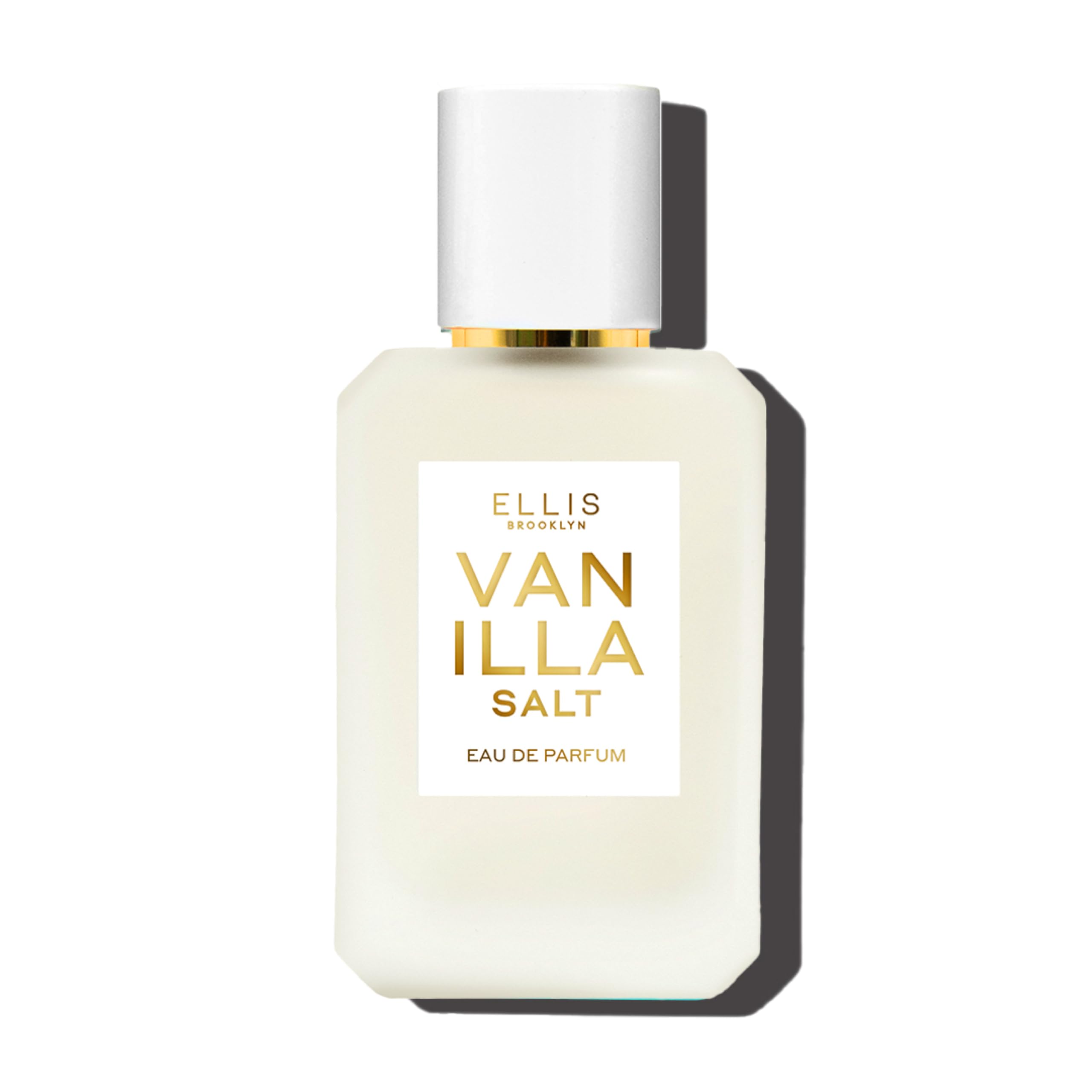 Ellis Brooklyn Vanilla Salt bottle on white background, long-lasting gourmand fragrance.